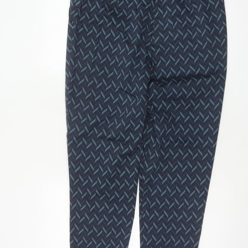 Marks and Spencer Women Blue Geometric Tapered Trousers UK 16