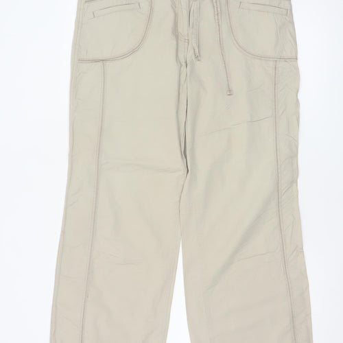 Marks & Spencer Women Beige UK 14 Short Carpenter Wide-Leg Trousers
