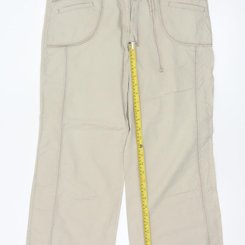 Marks & Spencer Women Beige UK 14 Short Carpenter Wide-Leg Trousers