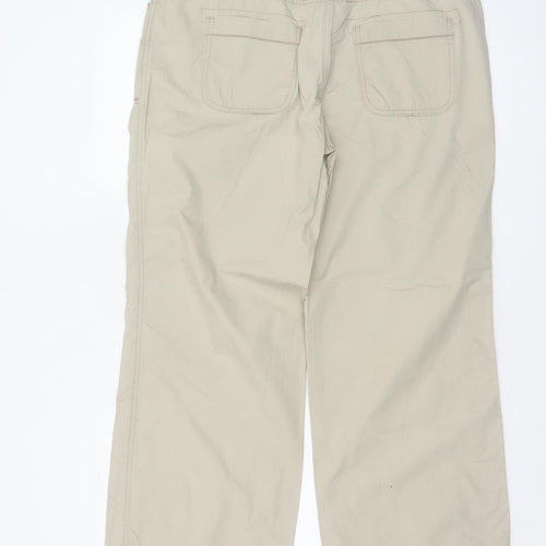 Marks & Spencer Women Beige UK 14 Short Carpenter Wide-Leg Trousers