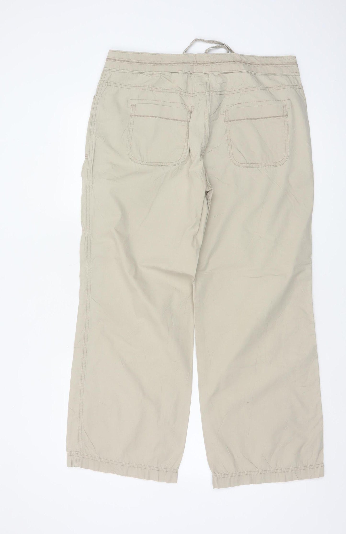 Marks & Spencer Women Beige UK 14 Short Carpenter Wide-Leg Trousers