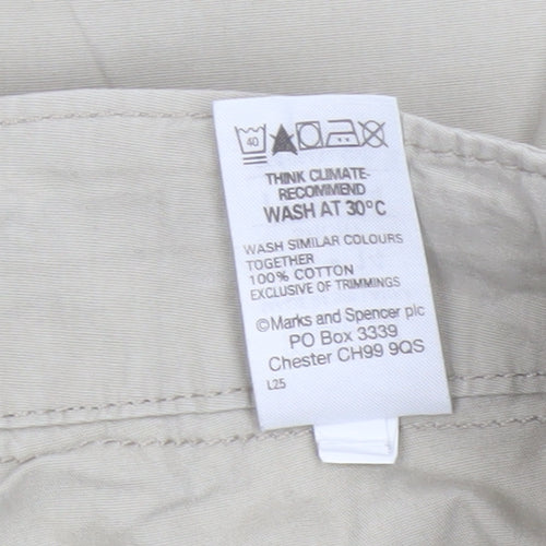 Marks & Spencer Women Beige UK 14 Short Carpenter Wide-Leg Trousers