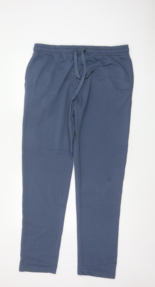 Marks & Spencer Men's Blue XL Regular Fit Cotton Blend Jogger Trousers