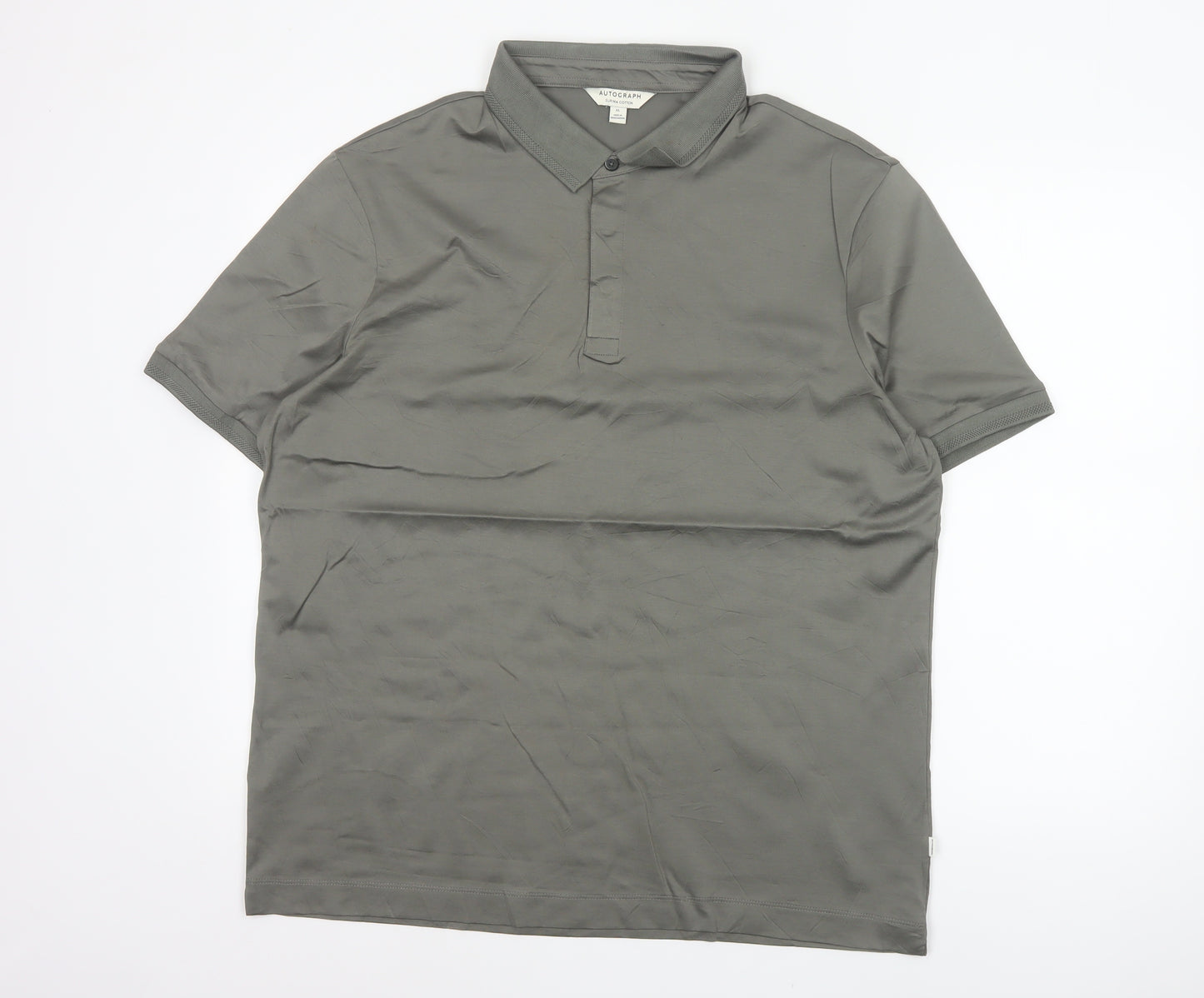 Autograph Men’s Grey XL Supima Cotton Short Sleeve Polo Shirt
