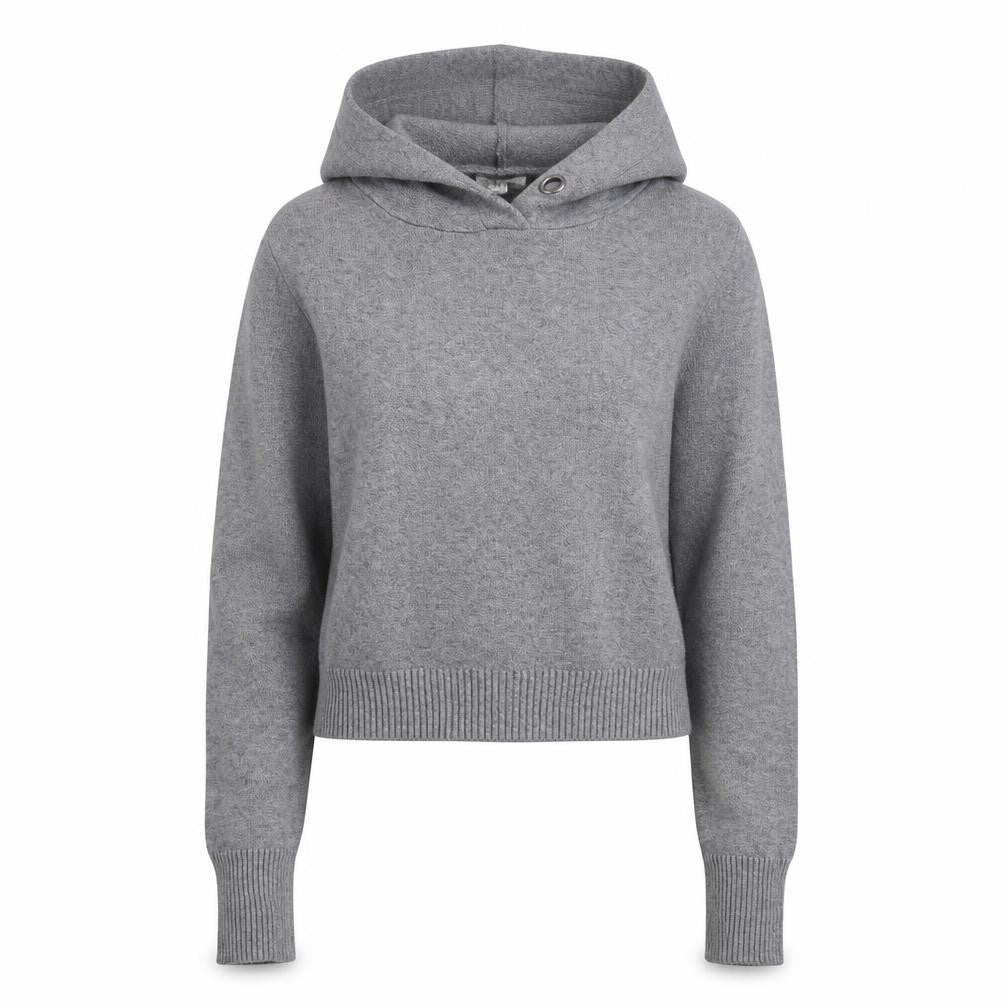 Front view of Zara Knit Women Grey S Hooded jumper High Neck Viscose Blend