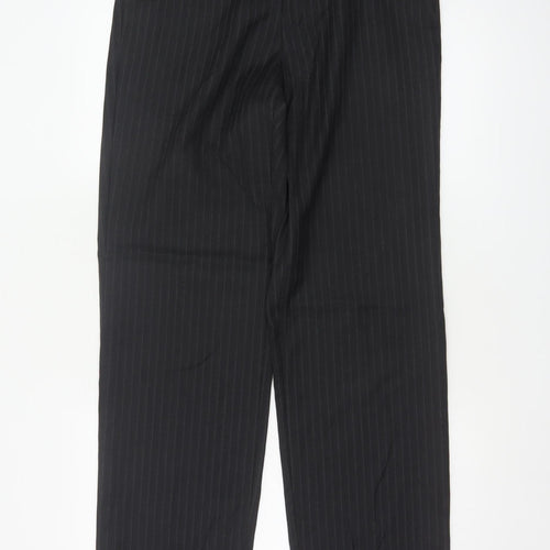 Marks & Spencer Men’s Black Pinstripe Wool Blend 32in 33in Dress Trousers