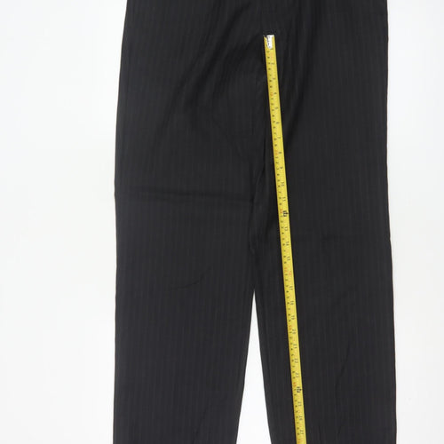 Marks & Spencer Men’s Black Pinstripe Wool Blend 32in 33in Dress Trousers
