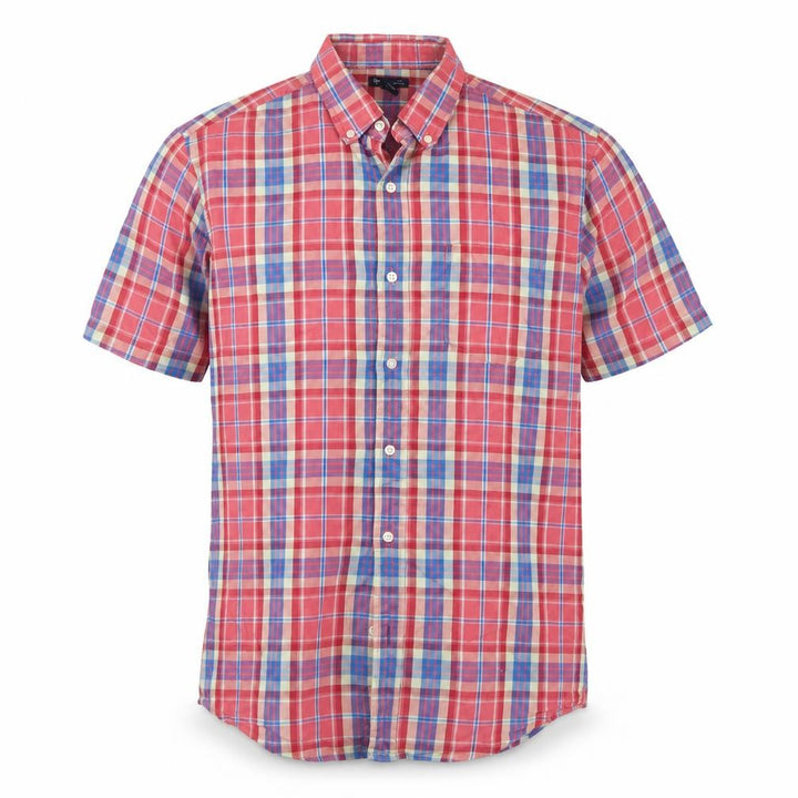 Gap Men's Multicoloured Plaid Slim Fit Short Sleeve Button-Up Shirt L