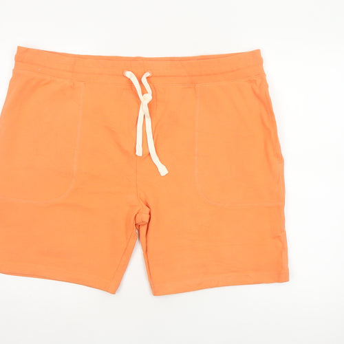 M&S Men’s Orange 2XL Cotton Jersey Drawstring Sweat Shorts