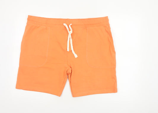 M&S Men’s Orange 2XL Cotton Jersey Drawstring Sweat Shorts
