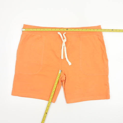 M&S Men’s Orange 2XL Cotton Jersey Drawstring Sweat Shorts