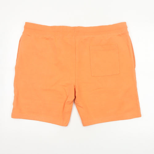 M&S Men’s Orange 2XL Cotton Jersey Drawstring Sweat Shorts