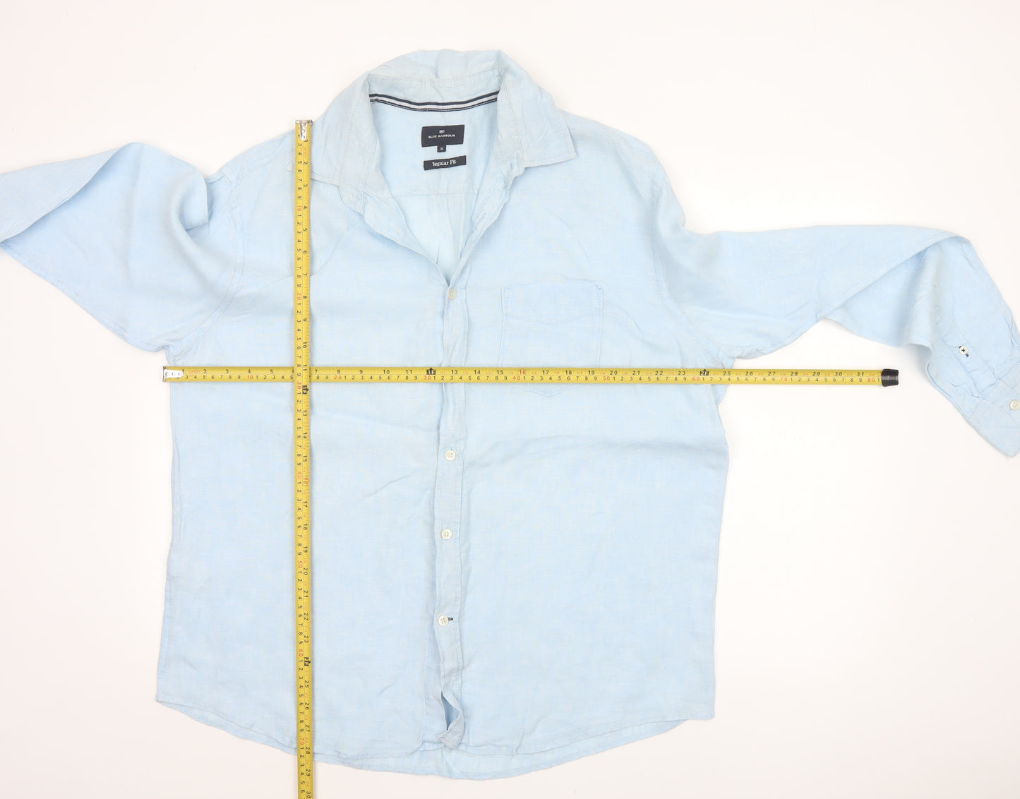 Blue Harbour Men’s Blue XL Regular Fit 100% Linen Button-Up Shirt