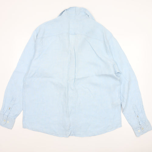Blue Harbour Men’s Blue XL Regular Fit 100% Linen Button-Up Shirt