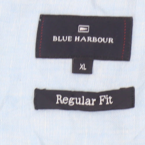 Blue Harbour Men’s Blue XL Regular Fit 100% Linen Button-Up Shirt