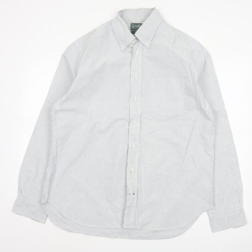 Hitman Bros Men White Striped Button Down Long Sleeve Shirt XL