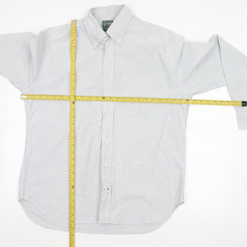 Hitman Bros Men White Striped Button Down Long Sleeve Shirt XL