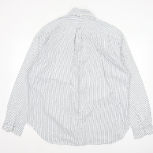 Hitman Bros Men White Striped Button Down Long Sleeve Shirt XL
