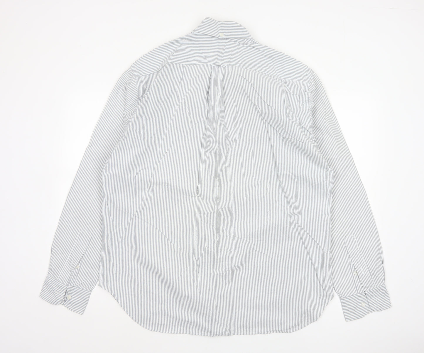 Hitman Bros Men White Striped Button Down Long Sleeve Shirt XL