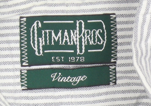 Hitman Bros Men White Striped Button Down Long Sleeve Shirt XL