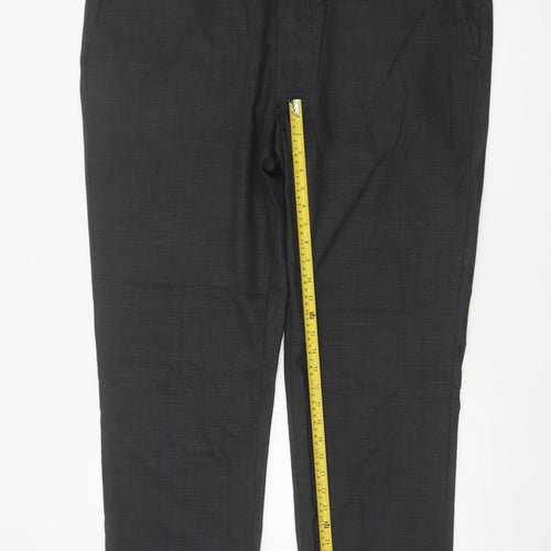 Marks & Spencer Men Black 44 Regular Fit Wool Blend Dress Trousers