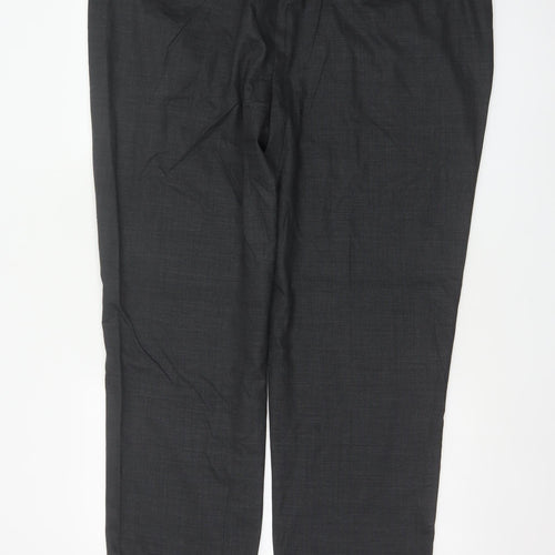 Marks & Spencer Men Black 44 Regular Fit Wool Blend Dress Trousers