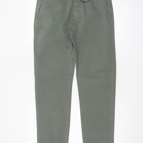 Marks and Spencer Men Green 30/33 Regular Tapered Chino Trousers