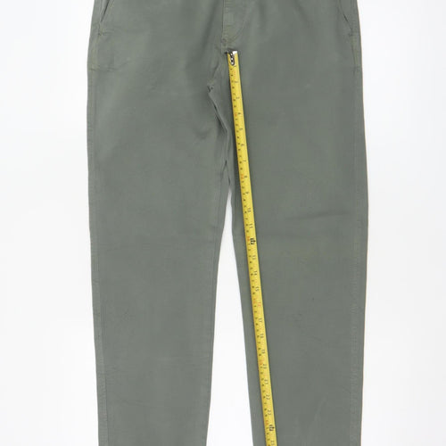 Marks and Spencer Men Green 30/33 Regular Tapered Chino Trousers