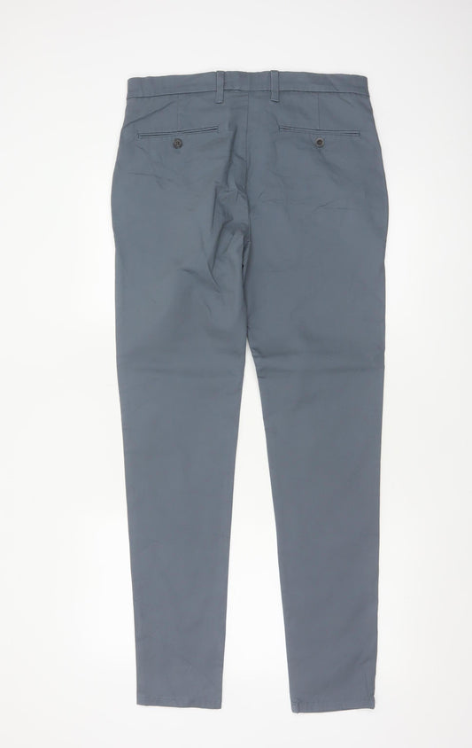 M&S Mens Grey 32in Skinny Fit Stretch Cotton Chino Trousers 33in Leg
