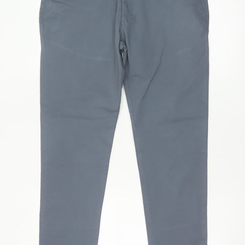 M&S Mens Grey 32in Skinny Fit Stretch Cotton Chino Trousers 33in Leg