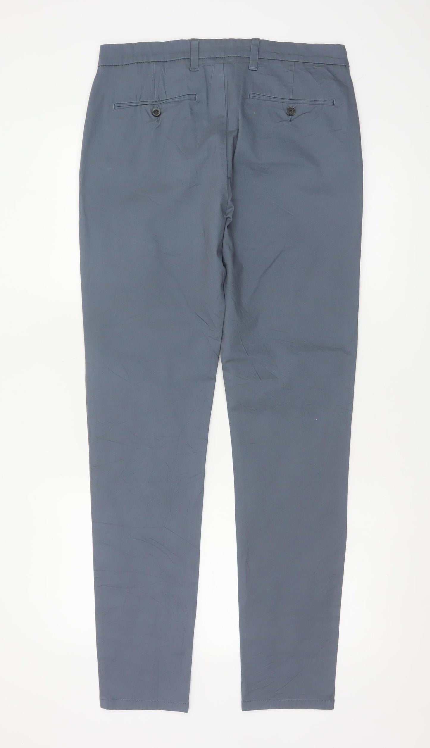Marks and Spencer Men Blue 32/33 Skinny Fit Stretch Chino Trousers