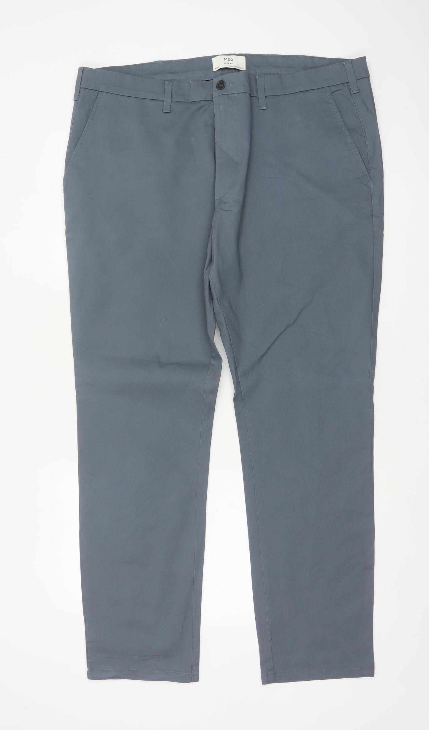 Marks & Spencer Men’s Grey 40/31 Slim Fit Stretch Chino Trousers