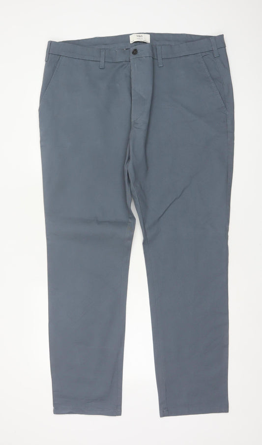 Marks & Spencer Men’s Grey 40/31 Slim Fit Stretch Chino Trousers