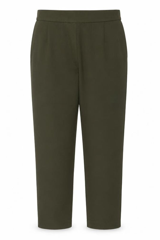 Marks & Spencer Women’s Dark Khaki Size 14 Long Slim Ankle Grazer High Rise Trousers