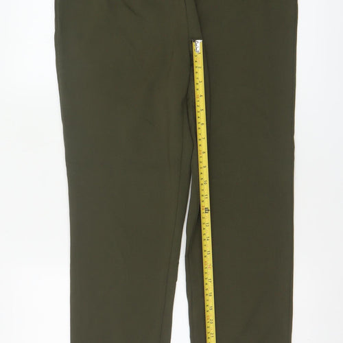 M&S Women’s Dark Khaki Size 14 Long Slim Ankle Grazer High Rise Trousers