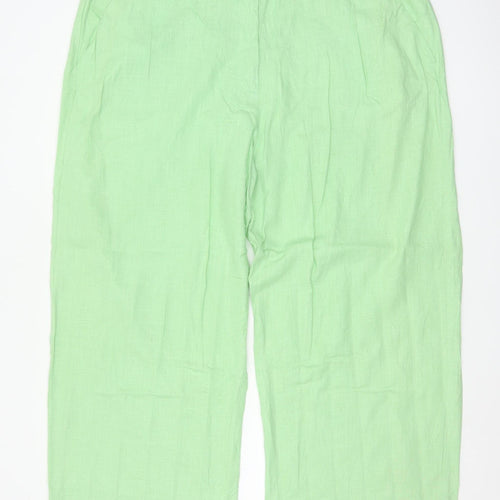 Marks & Spencer Women’s Green Linen Blend Straight Trousers UK 22 Short