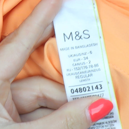 M&S Women Orange Size 6 High Rise Tapered Tailored Trousers