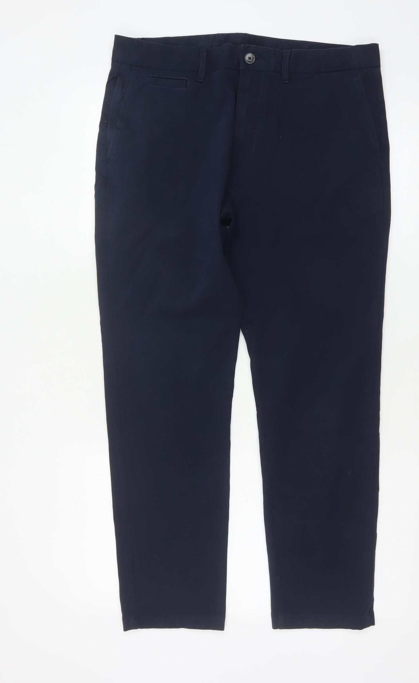 Marks and Spencer Men Blue 34 Slim Ultimate Chino Trousers 34/29