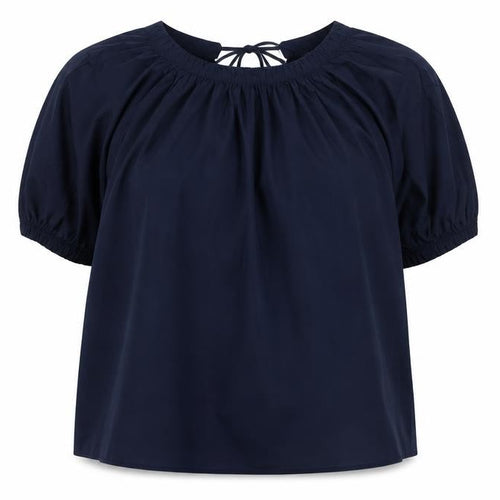 Marks and Spencer Women Blue Size 14 Tie Neck Puff Sleeve Blouse