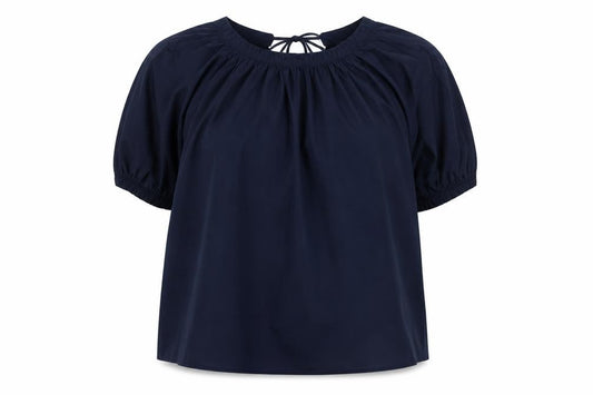 Marks and Spencer Women Blue Size 14 Tie Neck Puff Sleeve Blouse