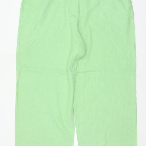 M&S Collection Women’s Green UK 22 Regular Linen Blend Wide-Leg Trousers