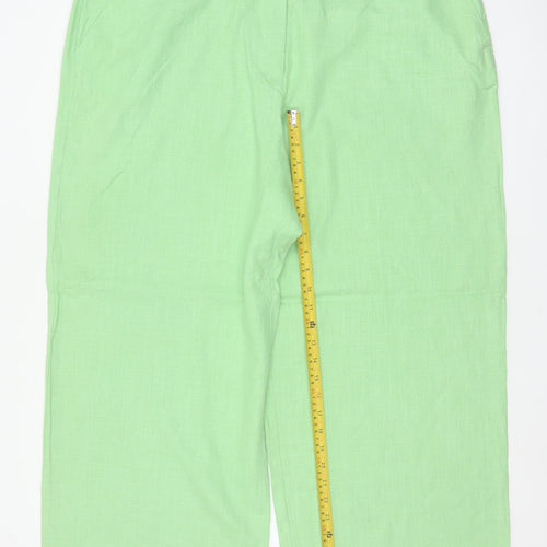 M&S Collection Women’s Green UK 22 Regular Linen Blend Wide-Leg Trousers