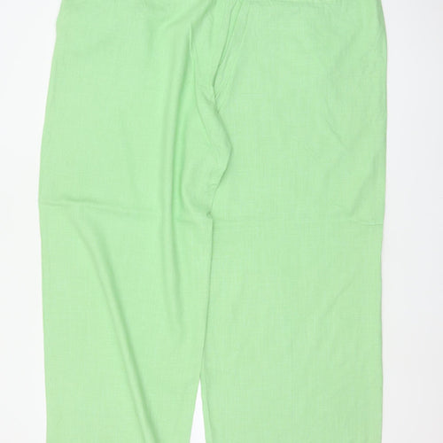 M&S Collection Women’s Green UK 22 Regular Linen Blend Wide-Leg Trousers