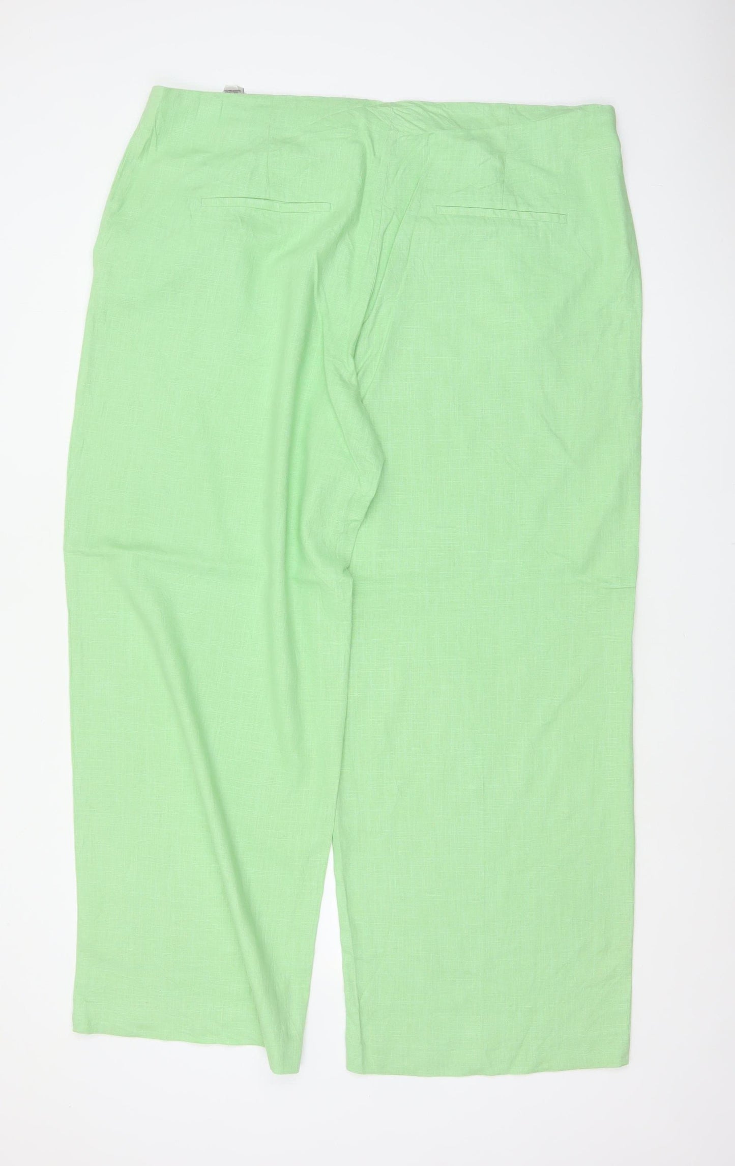 M&S Collection Women’s Green UK 22 Regular Linen Blend Wide-Leg Trousers