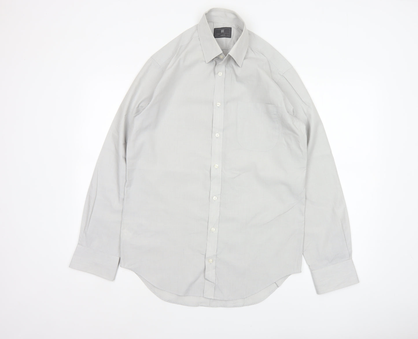 Marks and Spencer Men Grey 14.5 Regular Fit Long Sleeve Shirt 37in
