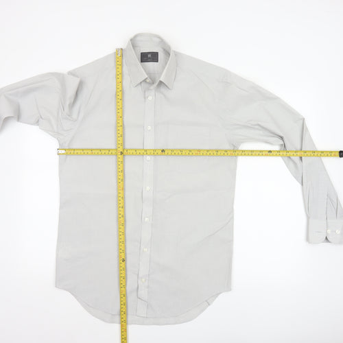 Marks and Spencer Men Grey 14.5 Regular Fit Long Sleeve Shirt 37in
