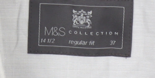Marks and Spencer Men Grey 14.5 Regular Fit Long Sleeve Shirt 37in