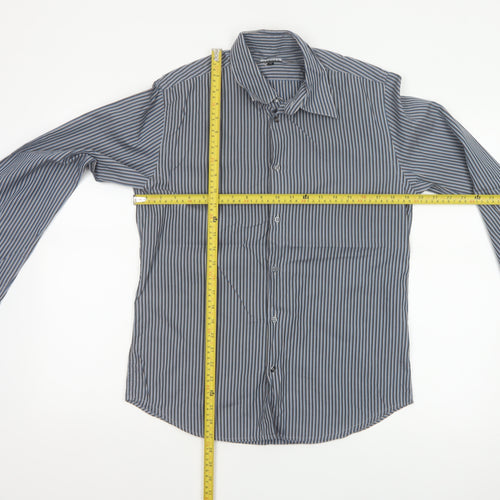 Jaeger London Men's Blue Striped Shirt 15 Long Sleeve Button-Up