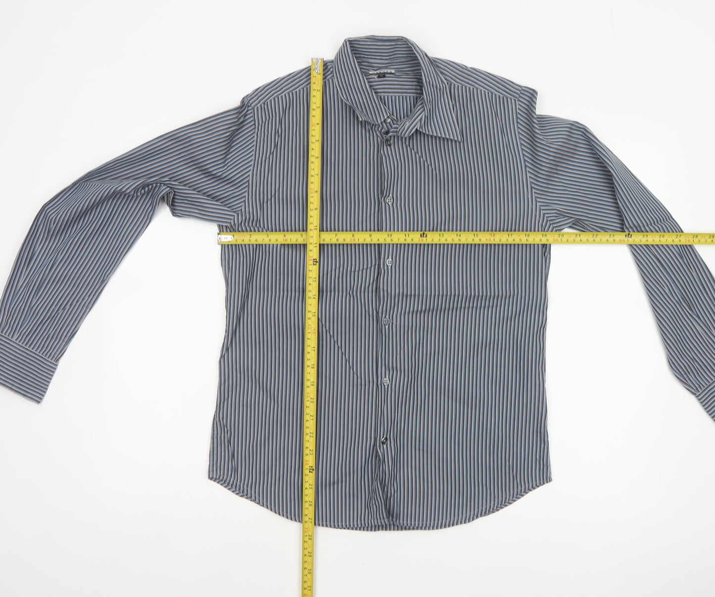 Jaeger London Men's Blue Striped Shirt 15 Long Sleeve Button-Up