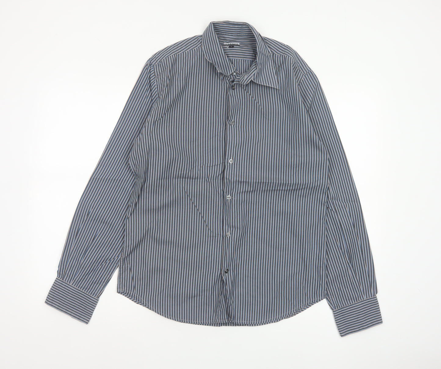 Jaeger London Men's Blue Striped Shirt 15 Long Sleeve Button-Up